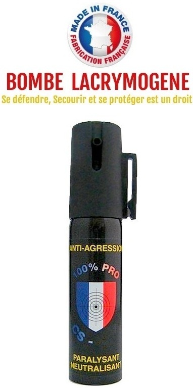 Bombe lacrymogène 25ml GAZ - aérosol spray lacrymo