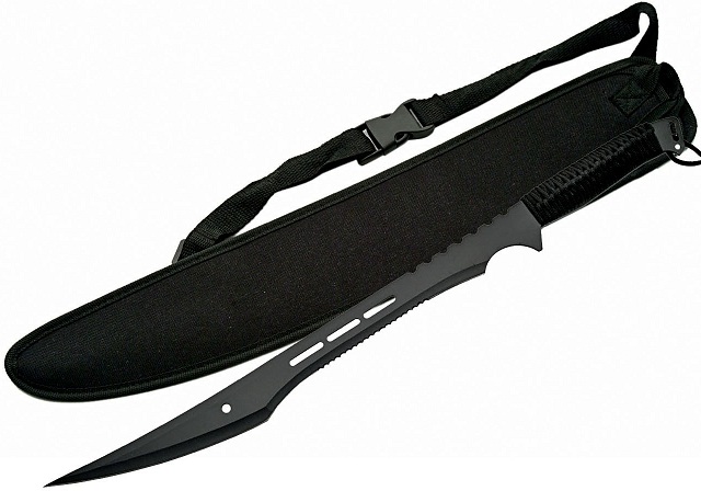 Epée ninja 68,5cm black - full tang acier inox