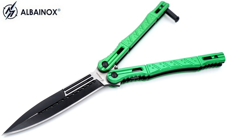 Couteau papillon night fighter - balisong vert