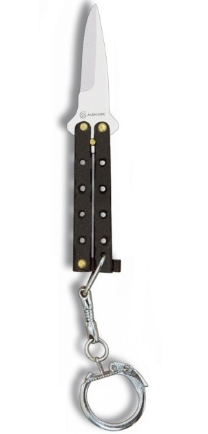 Balisong porte-clé 8,8cm - Couteau papillon noir.