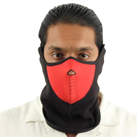 Masque en néoprène airsoft moto - Design rouge et noir.