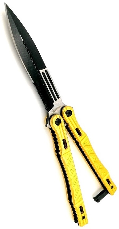 Couteau papillon night fighter - balisong jaune..