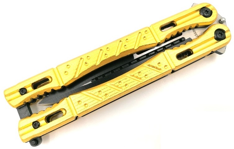 Couteau papillon night fighter - balisong jaune.