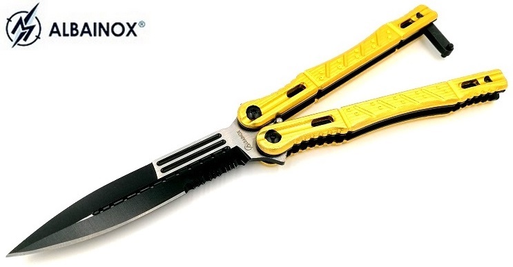 Couteau papillon night fighter - balisong jaune