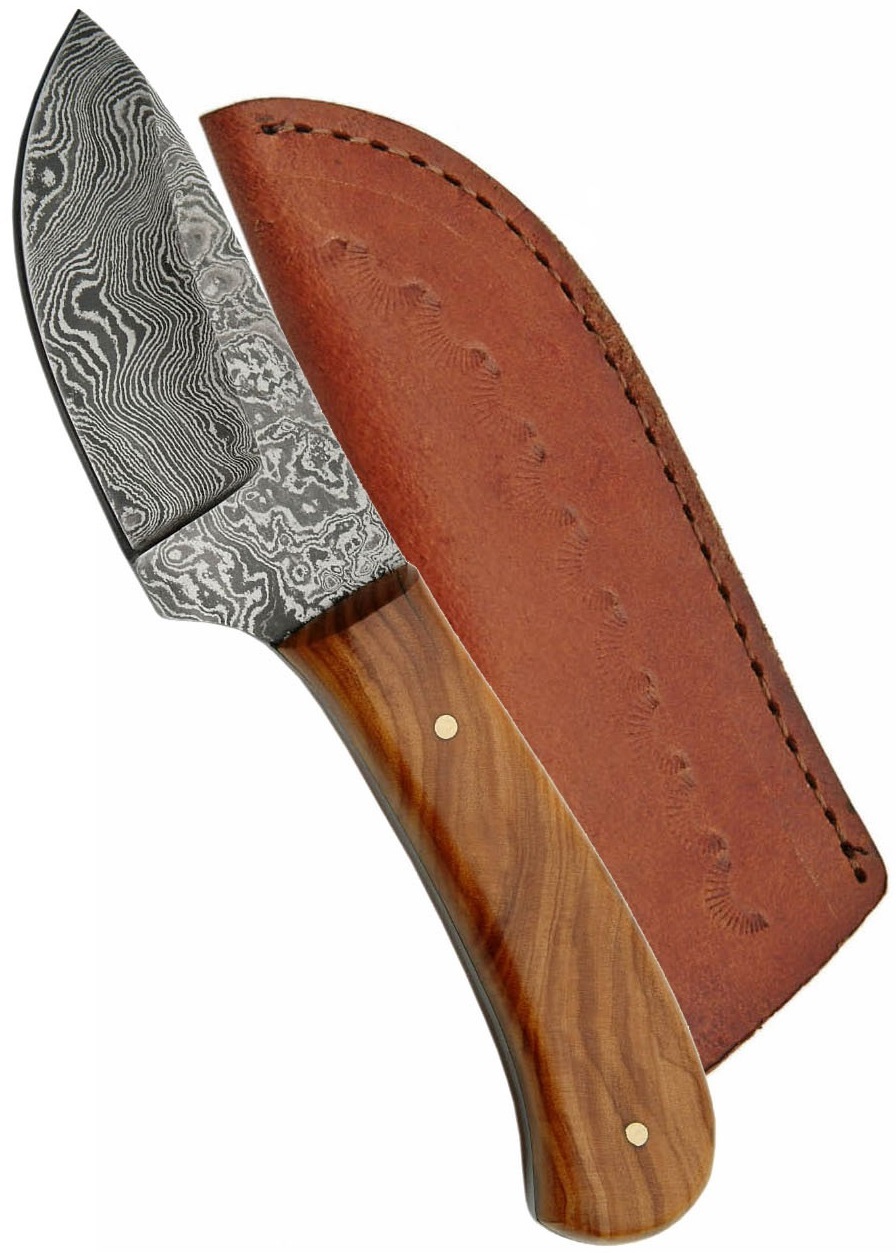 Poignard 15,2cm lame DAMAS - Couteau compact en bois....