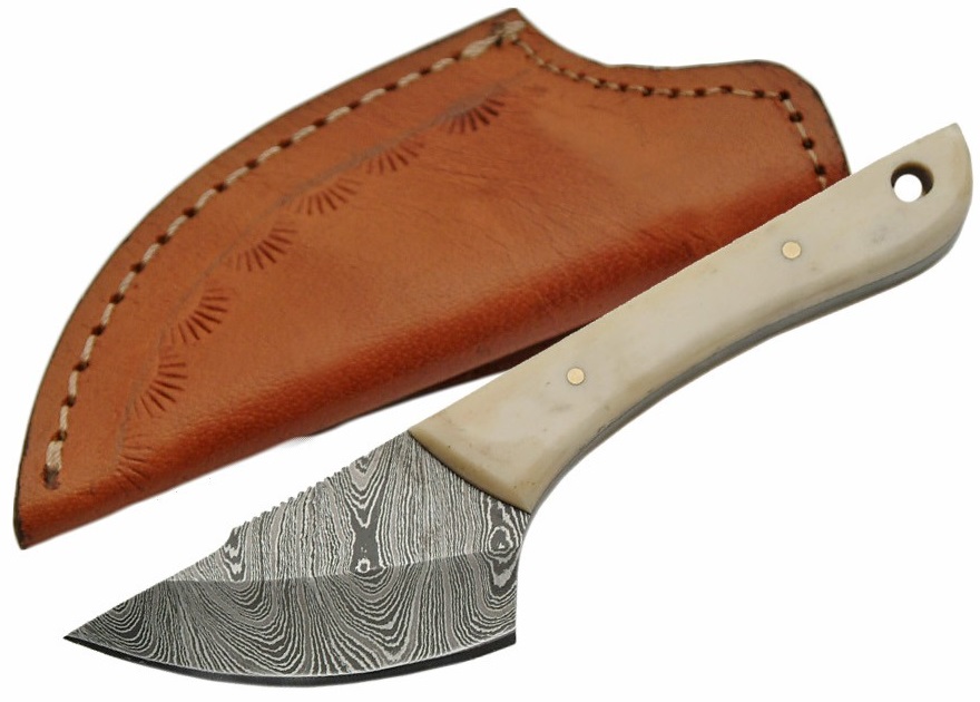 Poignard 15,6cm lame DAMAS - Couteau compact en os
