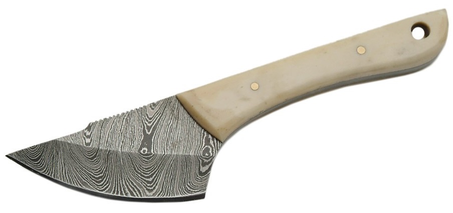 Poignard 15,6cm lame DAMAS - Couteau compact en os.