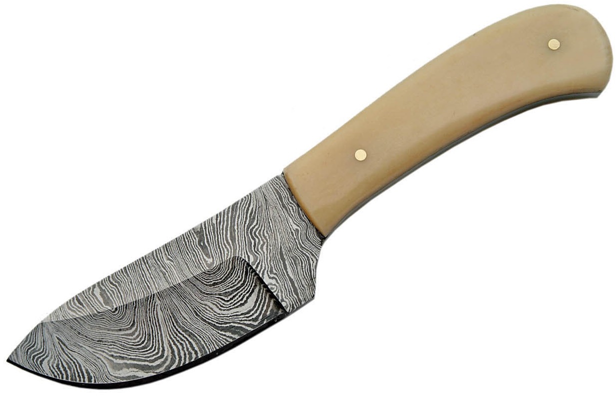 Poignard 15,2cm lame DAMAS - Couteau compact en os.
