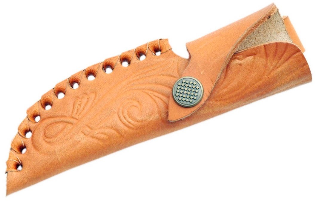 Poignard 21,7cm lame DAMAS - Couteau en bois de cerf..