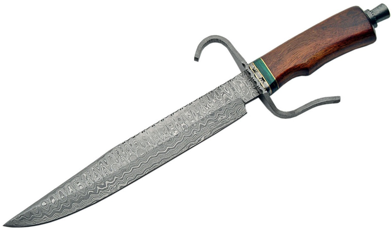 Grand poignard 42cm lame DAMAS - Couteau en bois.