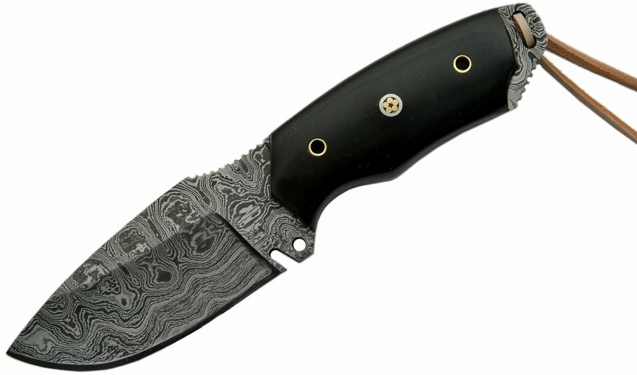 Poignard couteau 17,9cm lame DAMAS - Damascus Buffalo.