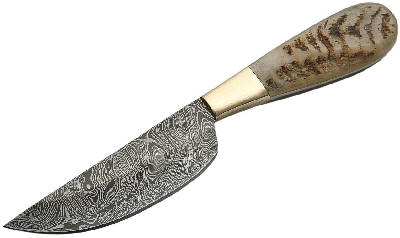 Poignard couteau 23cm lame DAMAS - Damascus corne bélier.