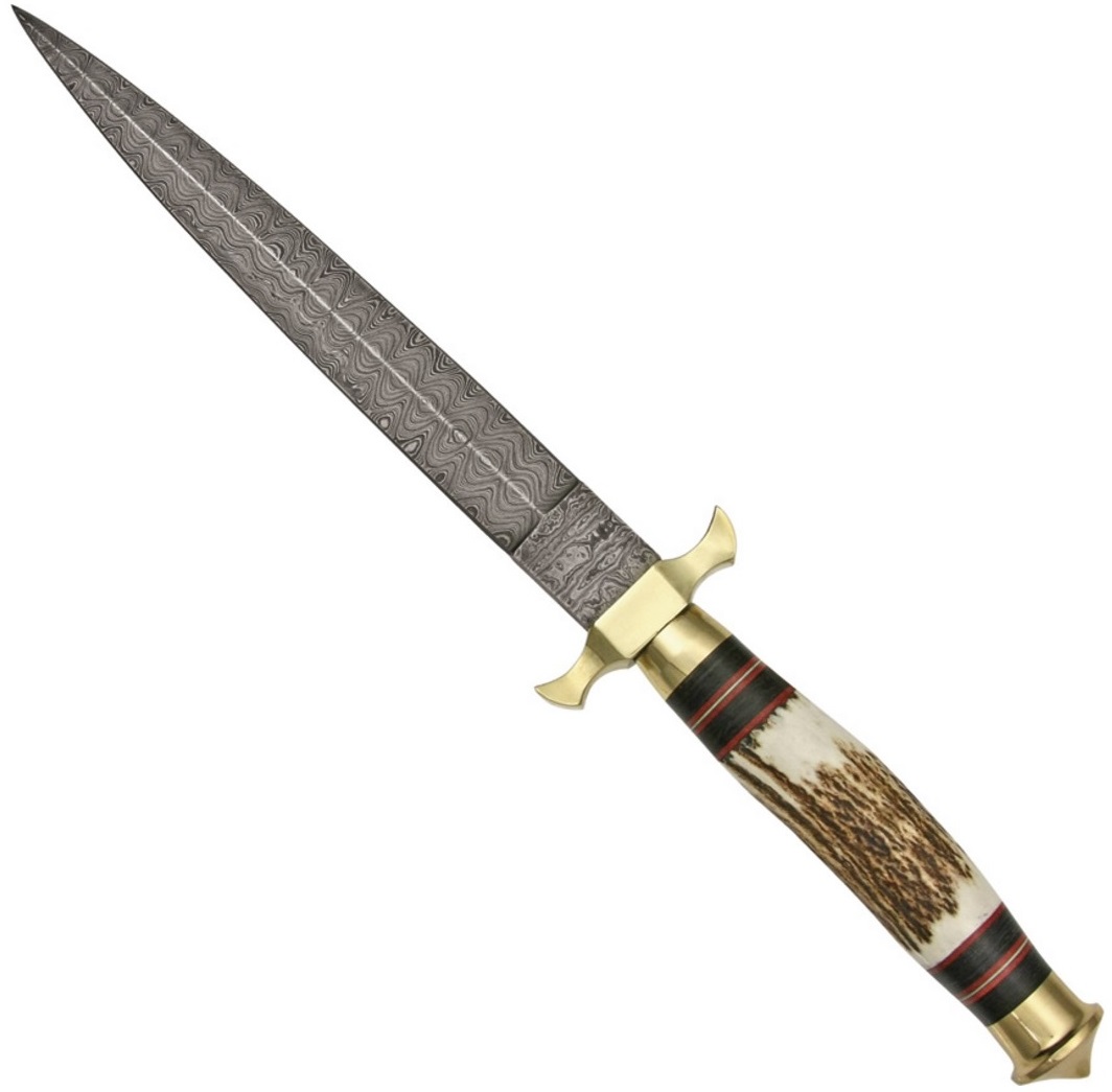 Poignard dague 33,5cm lame DAMAS - Couteau commando.