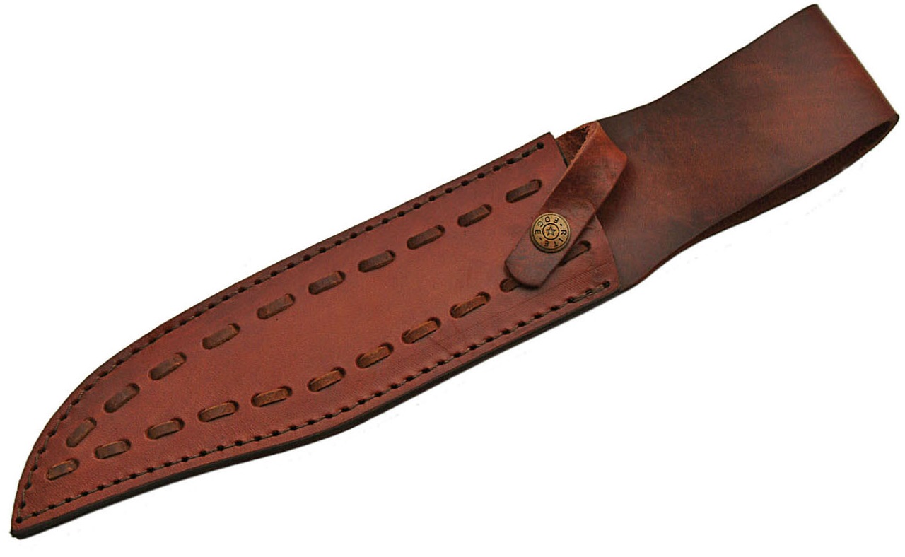 Grand poignard couteau 36,5cm DAMAS - Damascus corne laiton...
