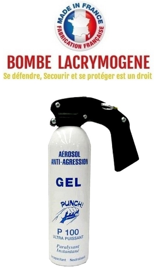 Bombe lacrymogène 500ml GEL CS - aérosol spray lacrymo