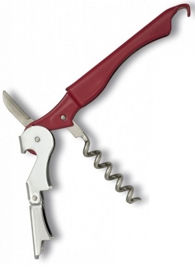 Tire-bouchon décapsuleur acier inox - rouge CORKSCREW.