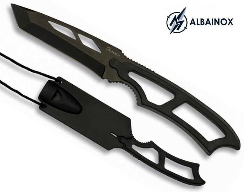 Couteau tactique 17,2cm compact + étui lanière cou - ALBAINOX