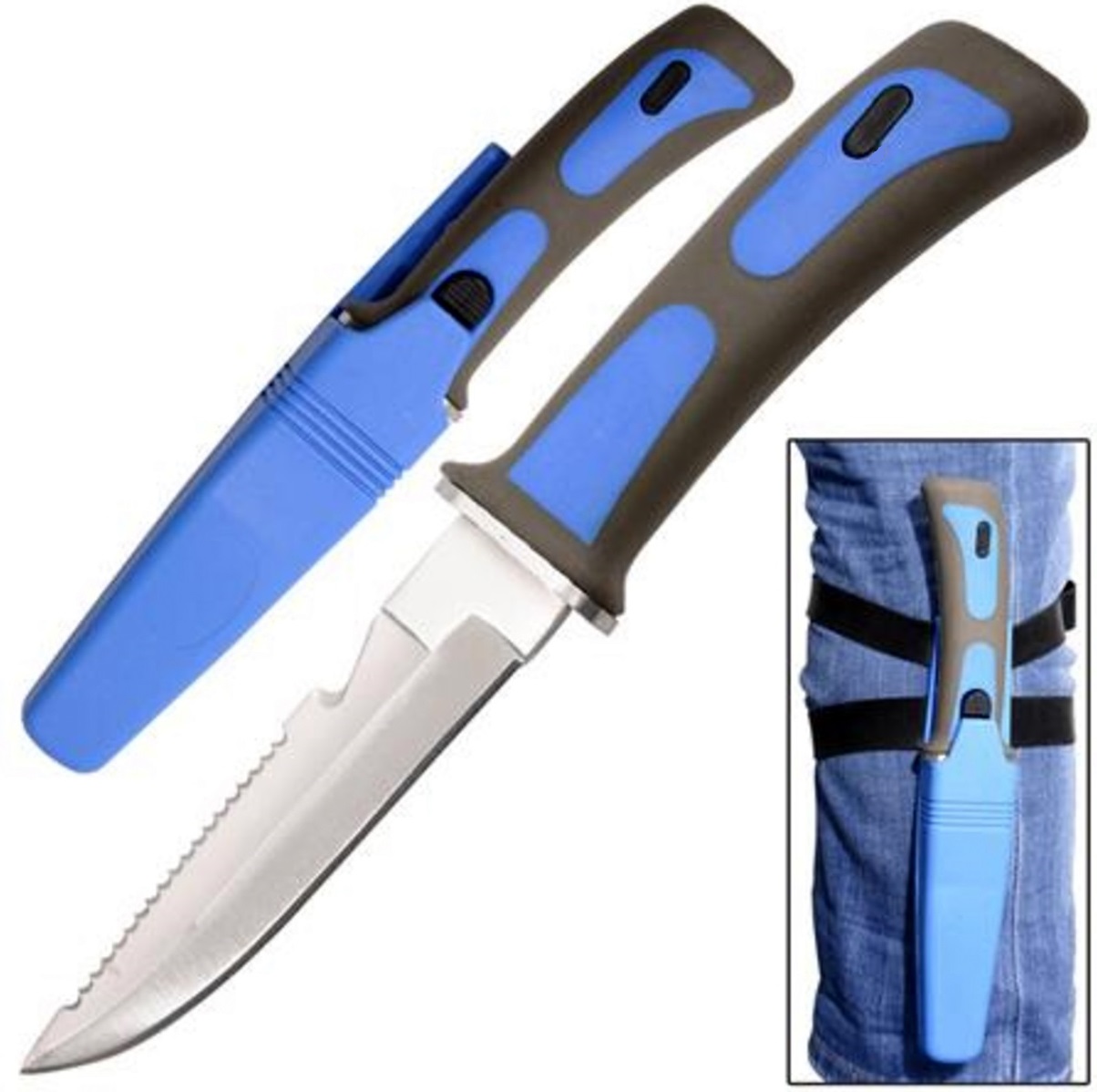 Couteau de plongée sous-marine 23,5cm - bleu ALBAINOX.2