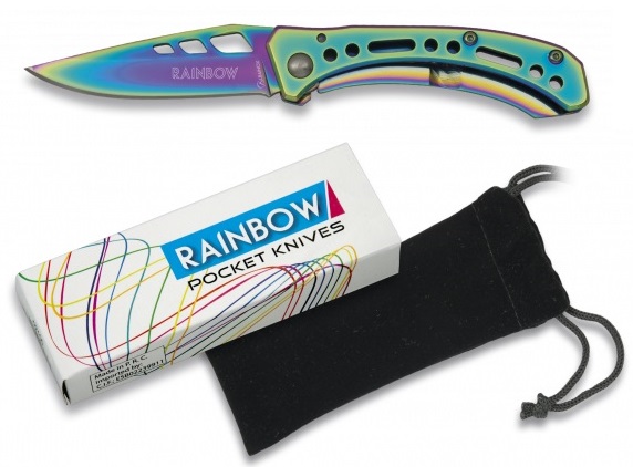 Couteau pliant titane rainbow 15,5cm + pochette