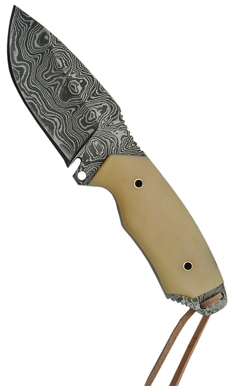 Poignard couteau 17,9cm lame DAMAS - Damascus Buffalo.