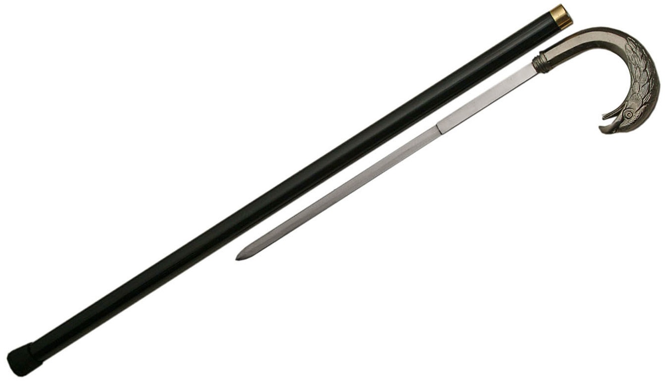 Canne épée 90cm de marche - Pommeau métal design Aigle.