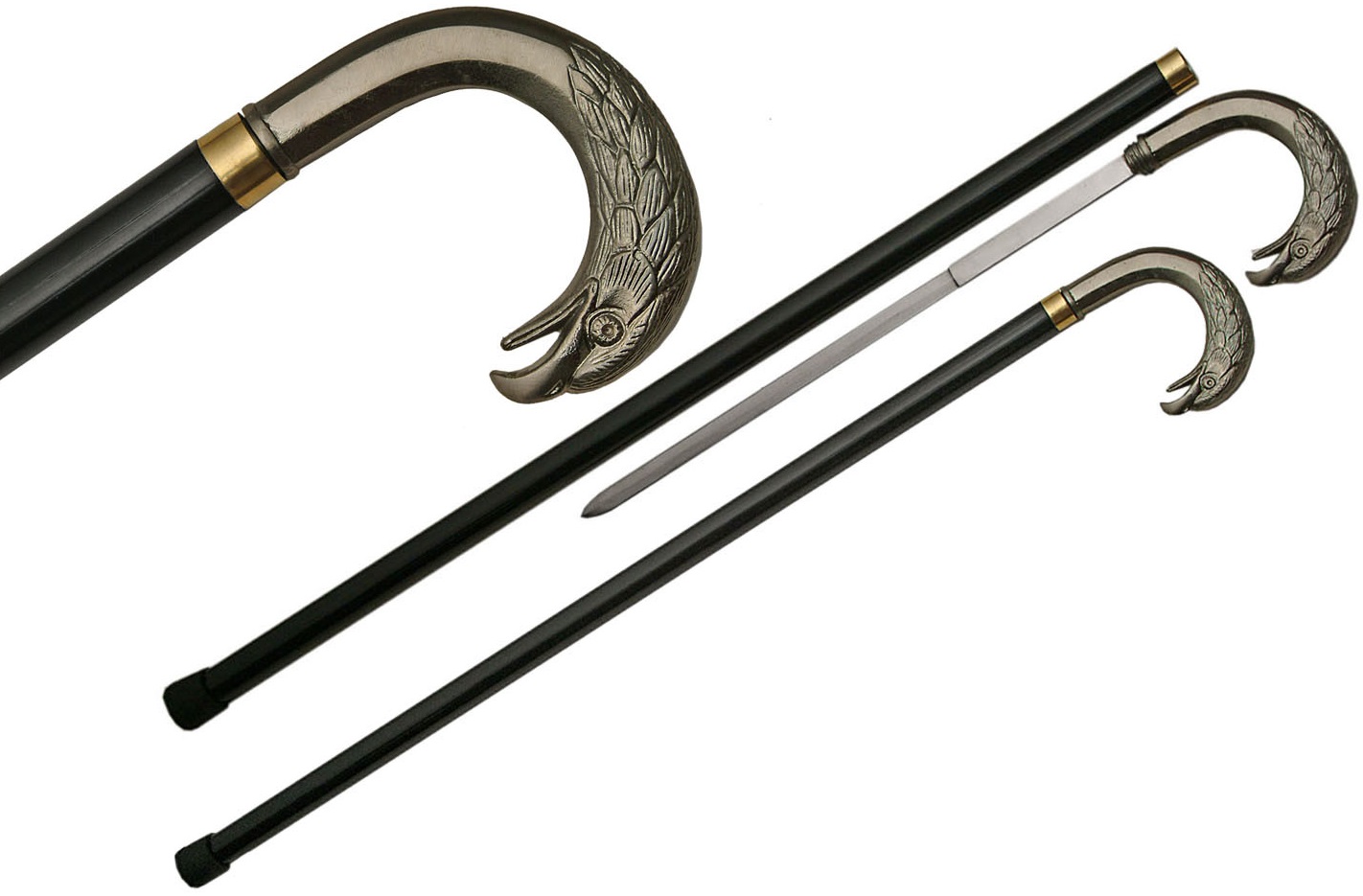 Canne épée 90cm de marche - Pommeau métal design Aigle
