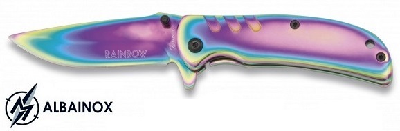 Couteau pliant ALBAINOX titane rainbow 15,8cm + pochette2..