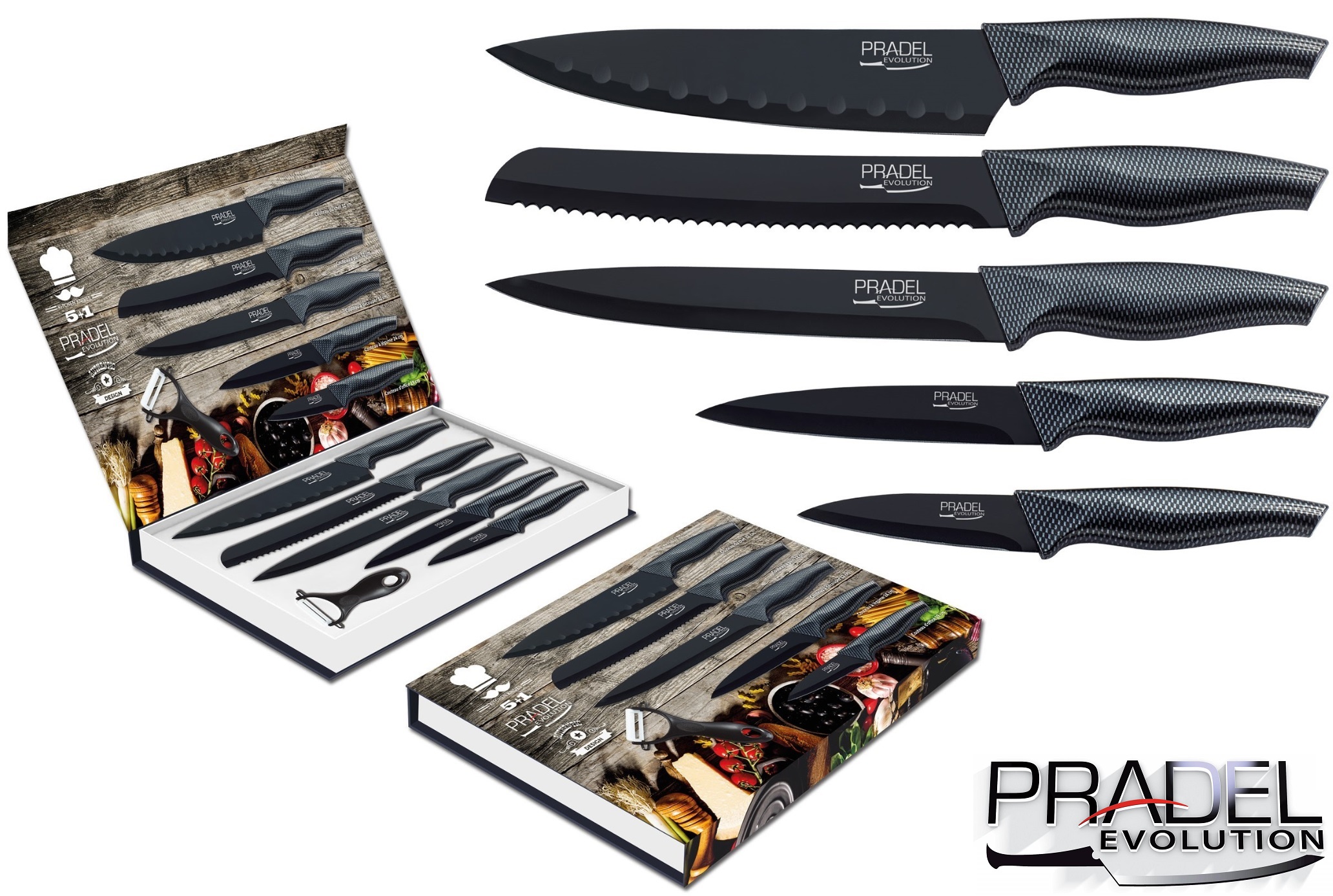 Coffret couteaux PRADEL couteau de cuisine table - Acier noir knife