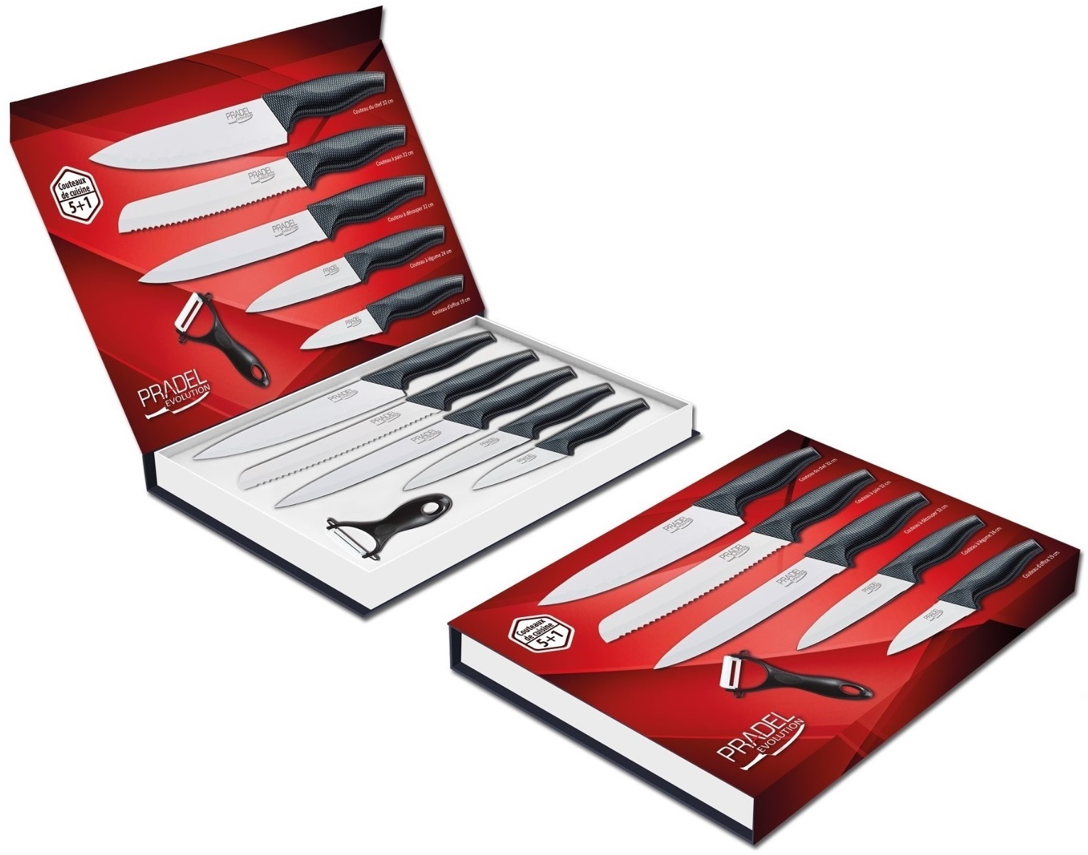 Coffret couteaux PRADEL couteau de cuisine table - Acier blanc.