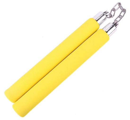 Nunchaku jaune mousse compacte - idéal entraînement