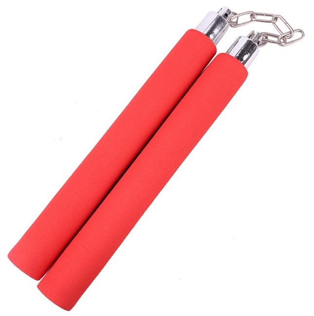 Nunchaku rouge mousse compacte - idéal entraînement..