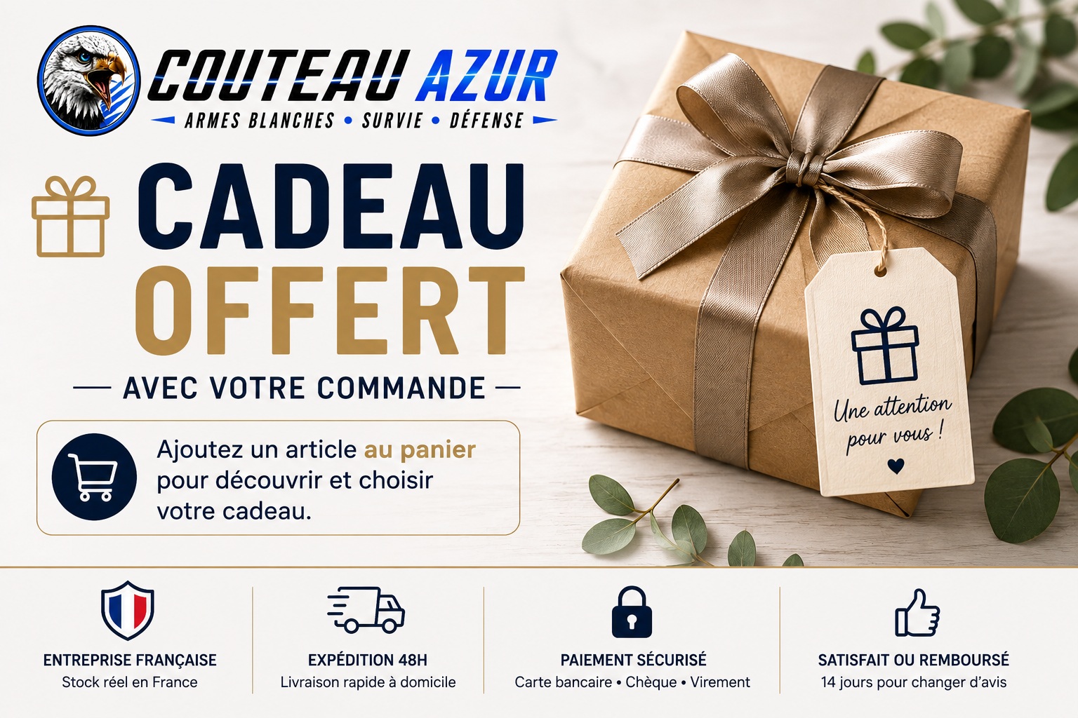cadeau offert avec votre commande sur couteau azur a choisir dans le panier