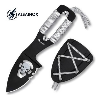 Couteau tactique 13cm full tang + étui port au cou