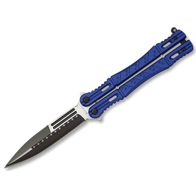 Couteau papillon night fighter - balisong bleu