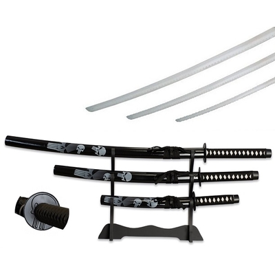 Lot 3 katanas katana arme Punisher + socle