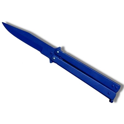 Couteau papillon balisong 22cm bleu de rue