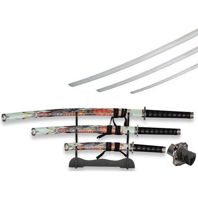 Lot 3 katanas katana SAMOURAI arme + socle déco