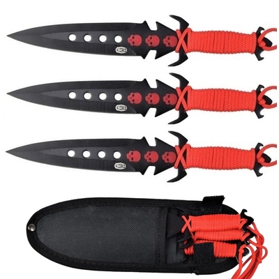 3 Couteaux 19cm SCH arme de lancer Squelette