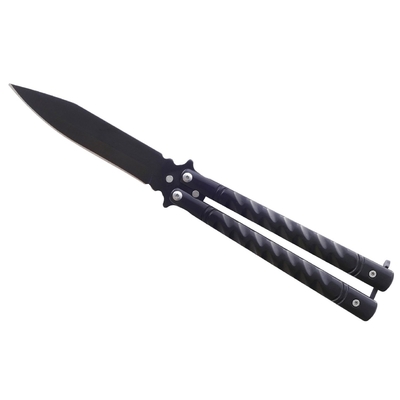 Couteau papillon balisong 22cm noir acier inox