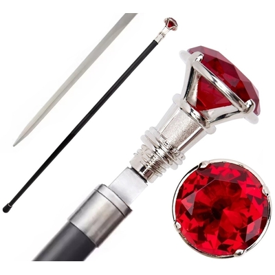 Canne épée bâton de marche 94cm diamant rouge