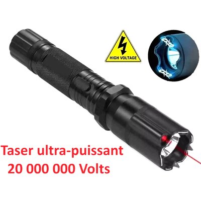 Taser électrique ultra-puissant 20 000 000 volts avec lampe LED et pointeur laser