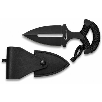 Couteau push dagger Albainox noir à lame fixe avec poignée en paracorde