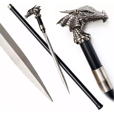 Canne épée Dragon 96cm luxe - Bâton de marche élégant