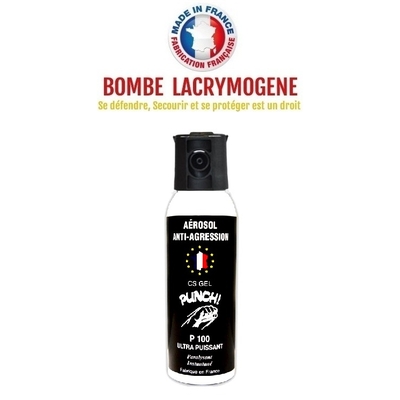Bombe lacrymogène 100ml GEL CS - aérosol spray lacrymo