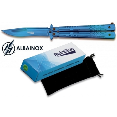 Balisong couteau papillon 22cm bleu nuit - ALBAINOX tricks
