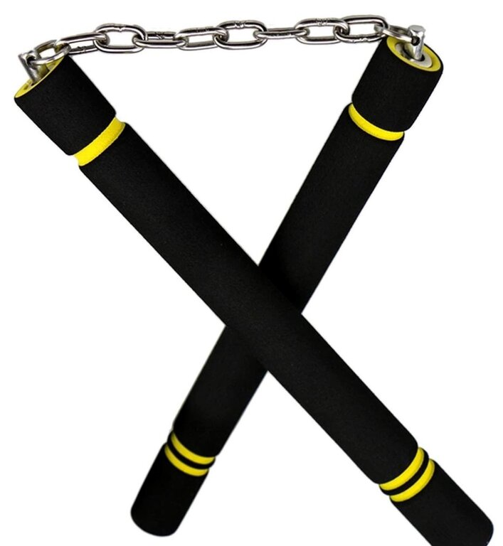 Nunchaku D'entraînement En Mousse Caoutchouc - Noir/jaune, 30,5 Cm, Pour Débutants