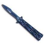 Couteau papillon balisong 20,5cm bleu + housse - ALBAINOX.