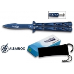 Couteau papillon balisong 20,5cm bleu + housse - ALBAINOX