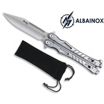 Couteau papillon balisong 20,5cm argenté - ALBAINOX