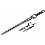 Lot Katana ninja 66cm et 2 kunaïs 16cm - épée full tang.
